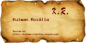 Kulman Rozália névjegykártya